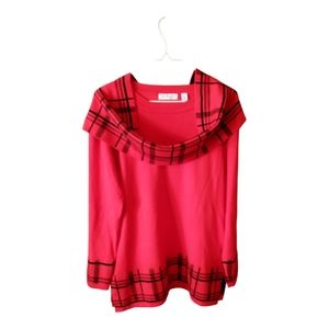 Kim Rogers Red Sweater removable scarf set  Petite Large